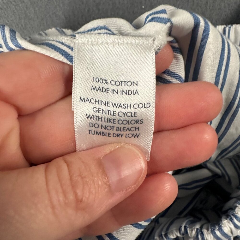 Lake L Poplin Chloe Pajama Set Seaport Shoreline Stripe Blue White 2 Pc Cotton - Picture 14 of 15